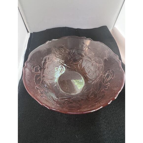 Vintage Arcoroc rose pink glass Fruit Serving bowl 1970s France Rosaline - Picture 5 of 5